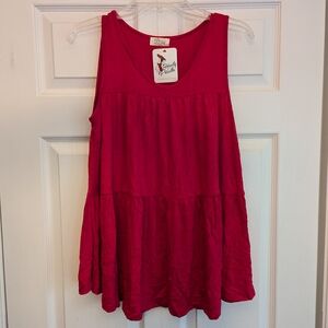 💥4/$20 NEW Fushia Tiered, Ruffled Sleeveless Top, Small